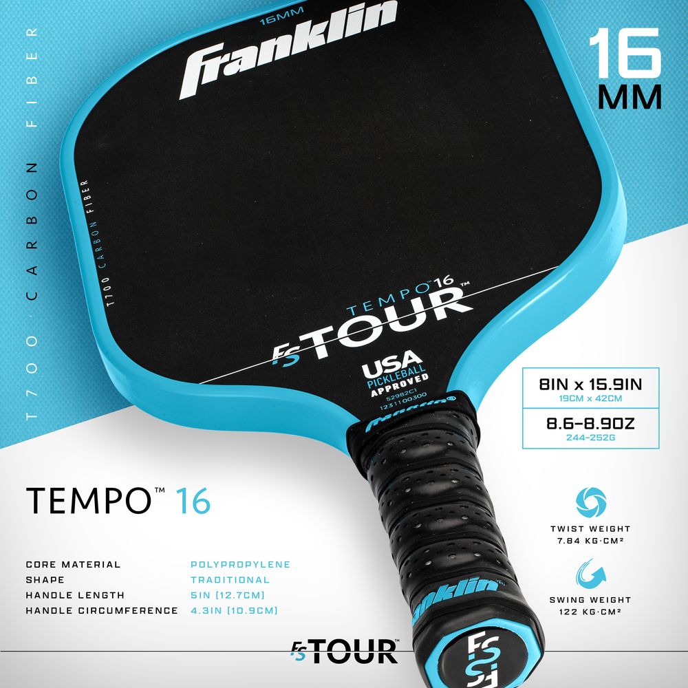 ピックルボールパドル Franklin フランクリン FS TOUR TEMPO 16mm BLUE