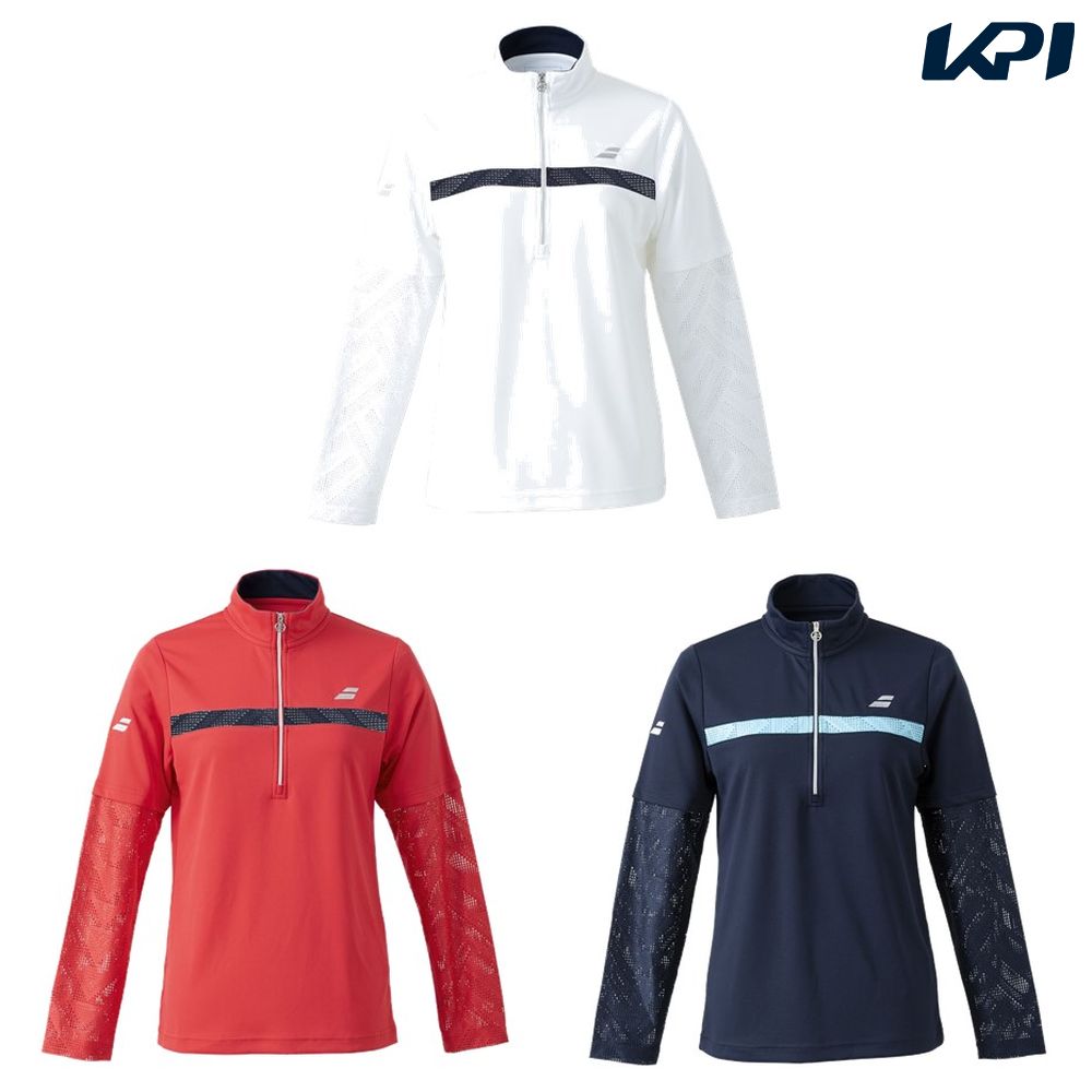 「ポスト投函便で送料無料」バボラ Babolat テニスウェア レディース PURE LONG SLEEVE SHIRT ハーフジップロングスリーブシャツ BWG2326 2022SS