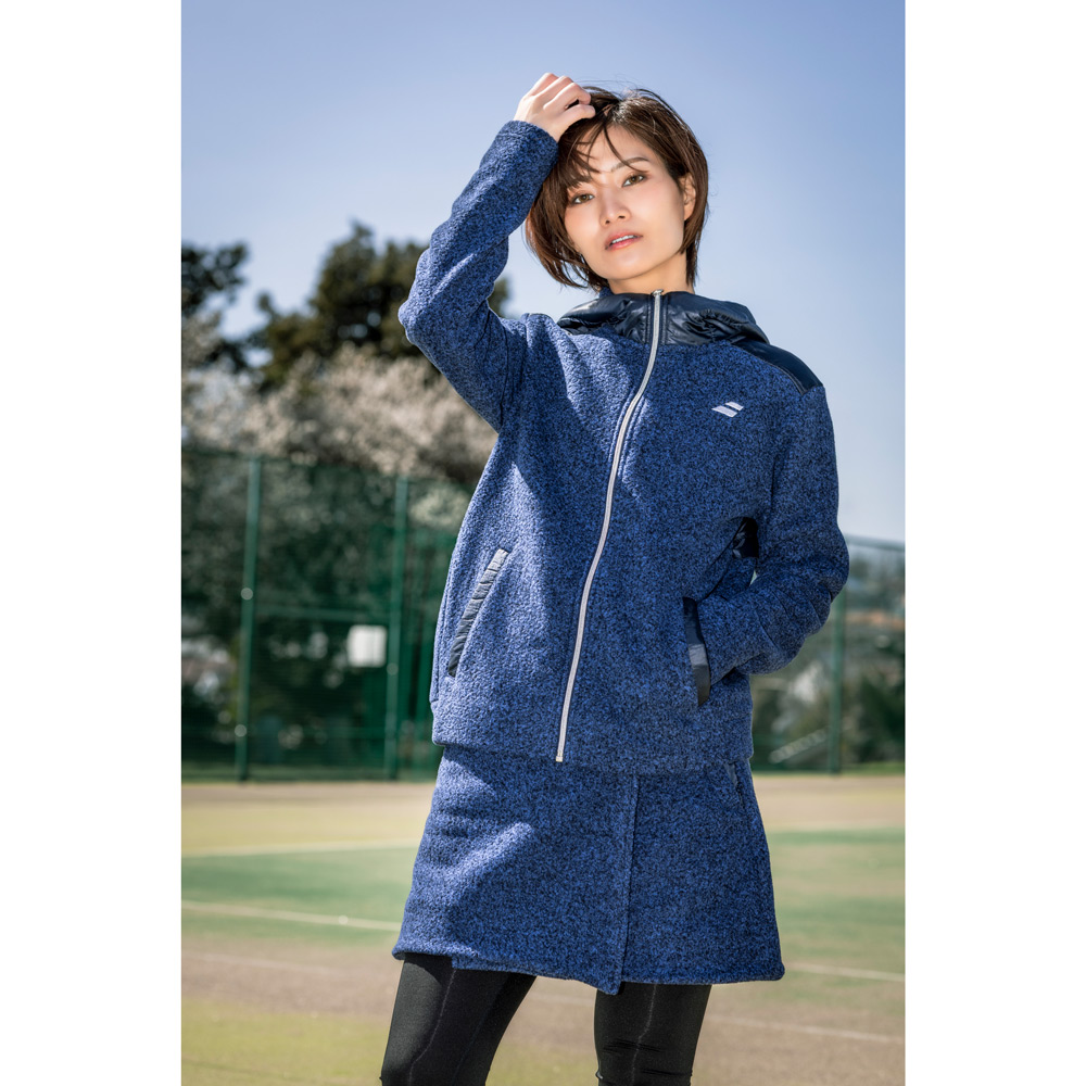 美品‼️バボラ　ネイビー　ファースコート　もこもこ　テニス　ボア素材 Babolat（バボラ） テニスウェア レディース PURE BOA JACKET ボア