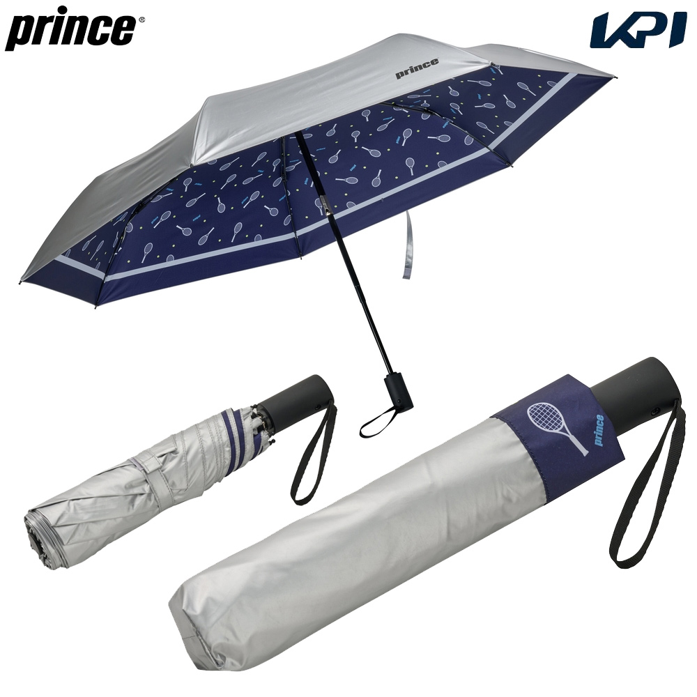 プリンス Prince UV折り畳み傘 自動開閉タイプ 晴雨兼用 遮熱生地仕様 パラソル  テニスアクセサリー ラケット柄 PA350