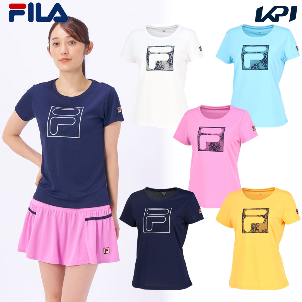 フィラ FILA テニスウェア レディース   アップリケTシャツ VL2840 2024SS