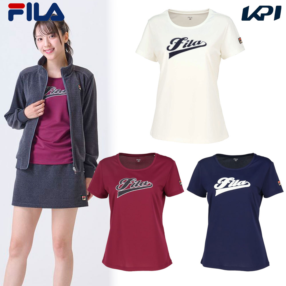 フィラ FILA テニスウェア レディース   アップリケTシャツ VL2973 2024FW