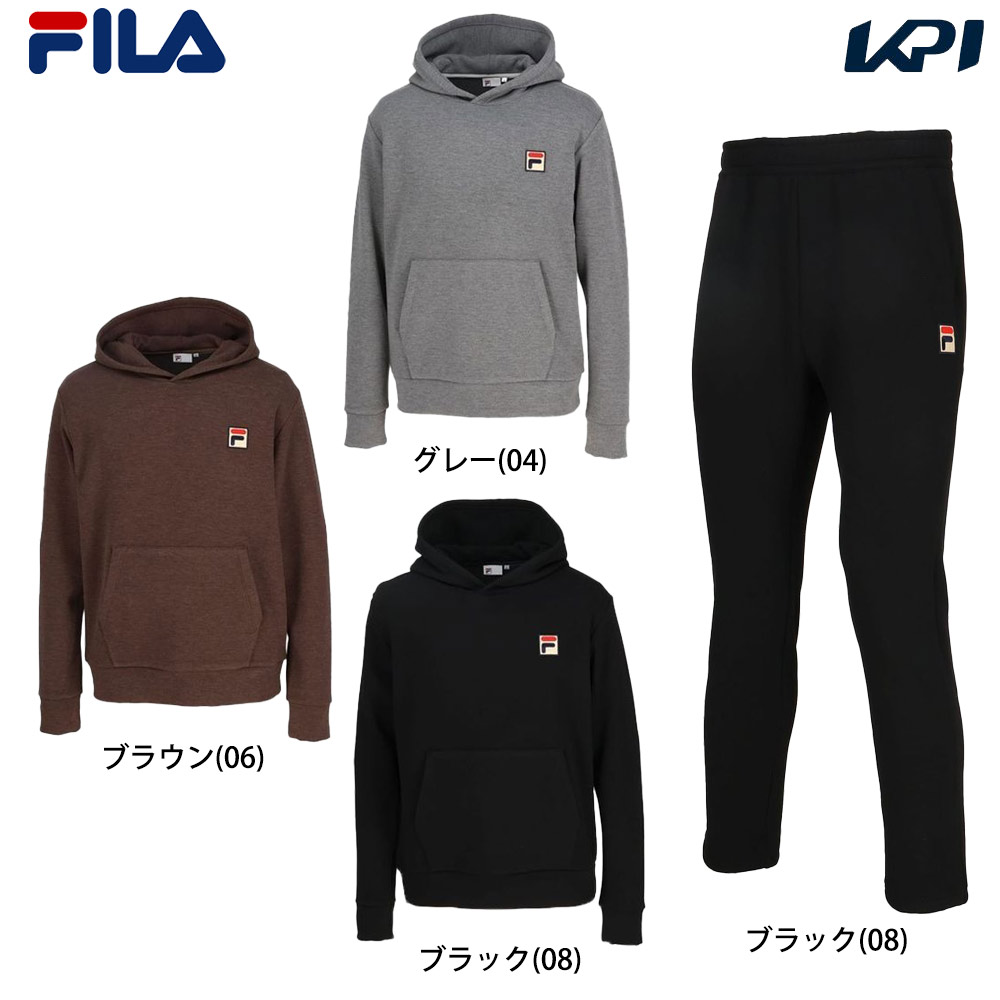 フィラ FILA テニスウェア メンズ   「上下セット」パーカーVM5712＋パンツ VM5713 ブラック VM5712-VM5713-08 2024FW