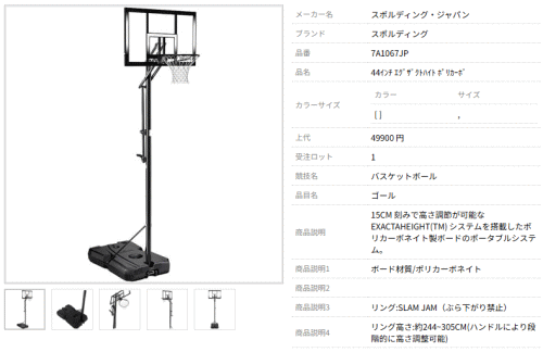 SPALDING（スポルディング） バスケットゴール 44インチ エグザクト