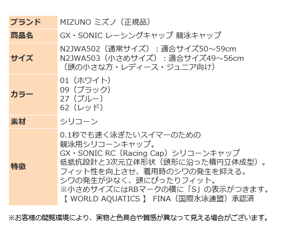 MIZUNO（ミズノ） キャップ 水泳 スイムキャップ シリコンキャップ