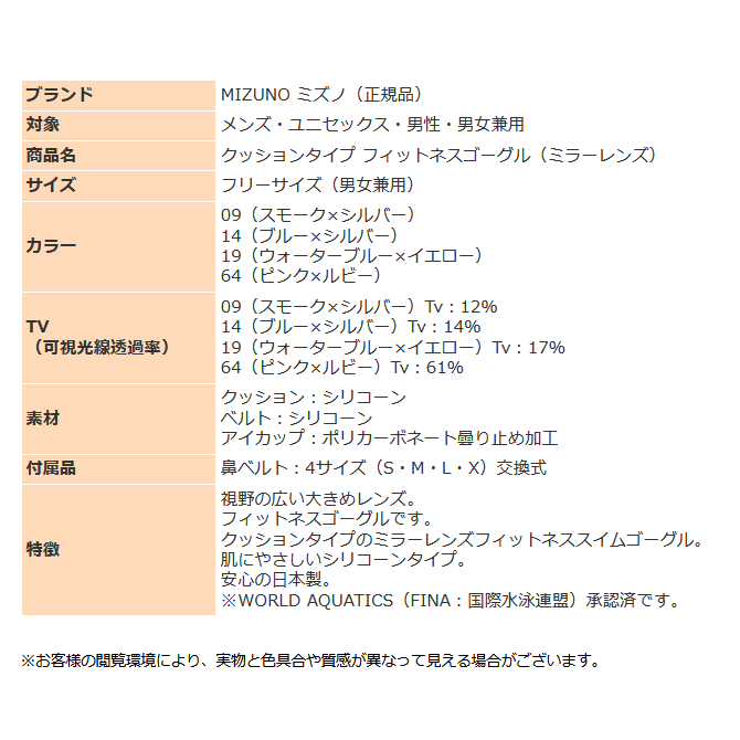 MIZUNO（ミズノ） ゴーグル 水泳 メンズ レディース フィットネス