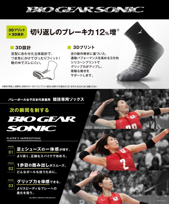 MIZUNO ミズノ ソックス バイオギア ソニック ミドルソックス