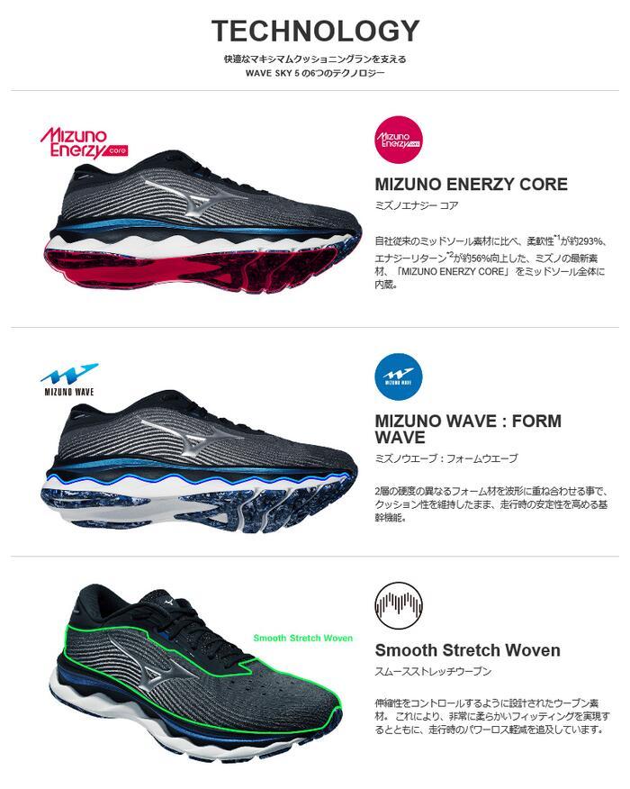 ミズノ ランニングシューズ ウェーブスカイ 5 MIZUNO J1GC2102 :J1GC2102:SportsHEART-スポーツハート - 通販  - Yahoo!ショッピング