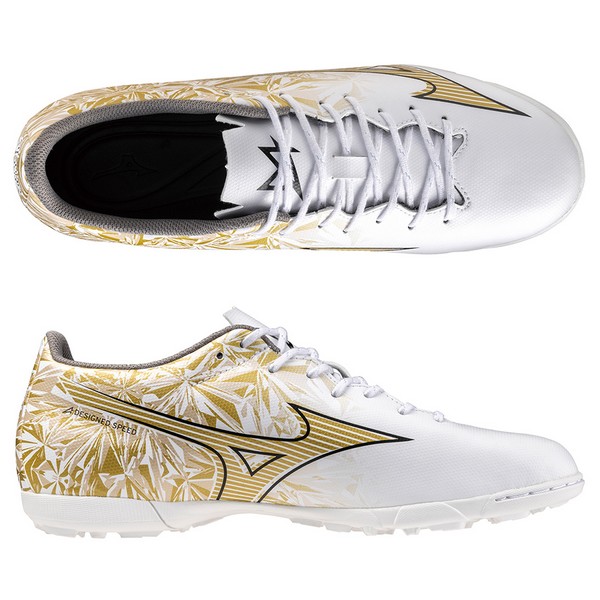 ミズノ MIZUNO サッカーシューズ トレーニングシューズ フットサルシューズ α SELECT AS P1GD246550 WHT/GLD/BLK WIDE 人工皮革 27,0cm ミズノアルファ SELECT AS(サッカー／フットボール)|P1GD246550