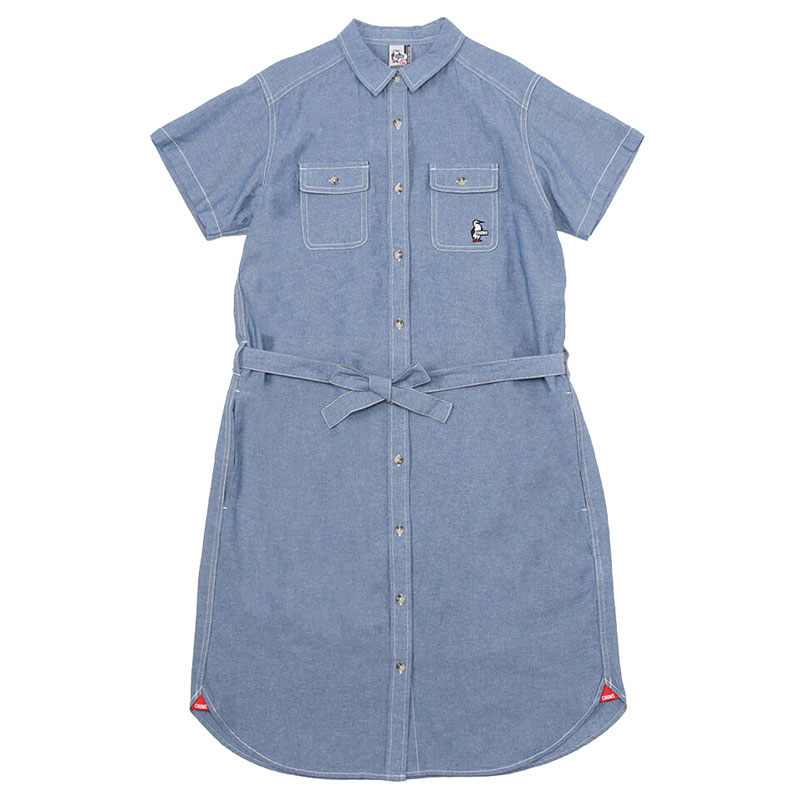 レディース　CHUMS　チャムス　Beaver Yarn-Dyed Chambray S/S Dress ビーバーヤーンダイドシャンブレーショートスリーブドレス シャツワンピース　CH18-1288 CHUMS SALE チャムス ビーバーヤーンダイドシャンブレーショート