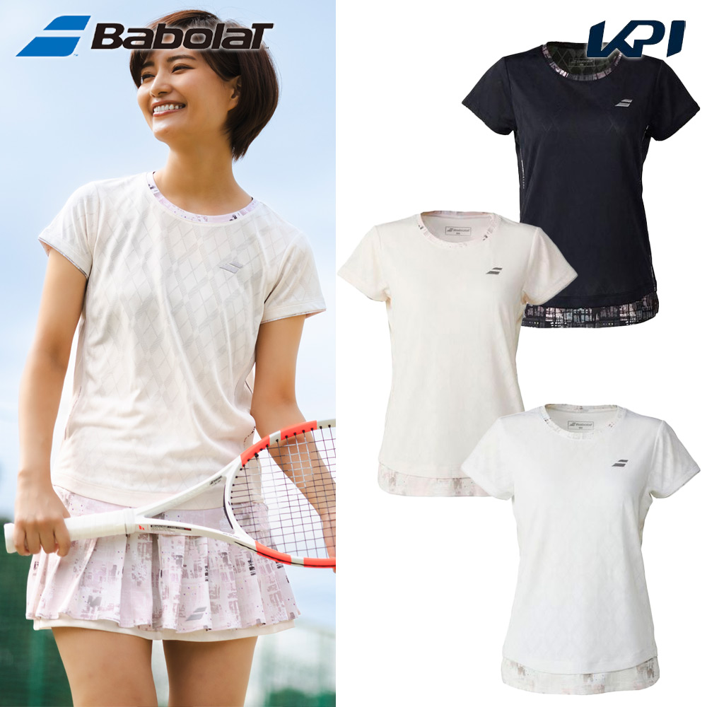バボラ Babolat テニスウェア レディース   PURE SHORT SLEEVE SHIRT ゲームシャツ BWG5323 2025SS