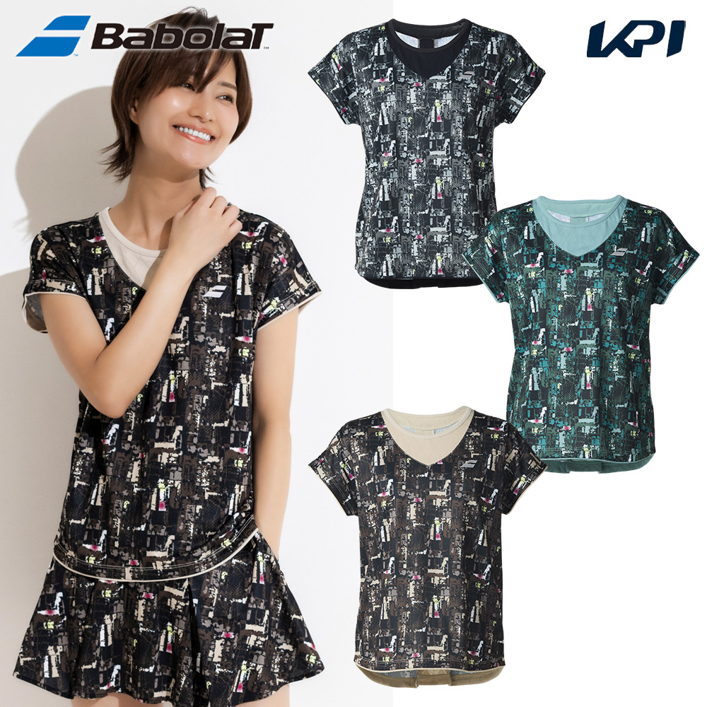 バボラ Babolat テニスウェア レディース   PURE SHORT SLEEVE SHIRT ゲームシャツ 半袖シャツ BWG5374 2025FW