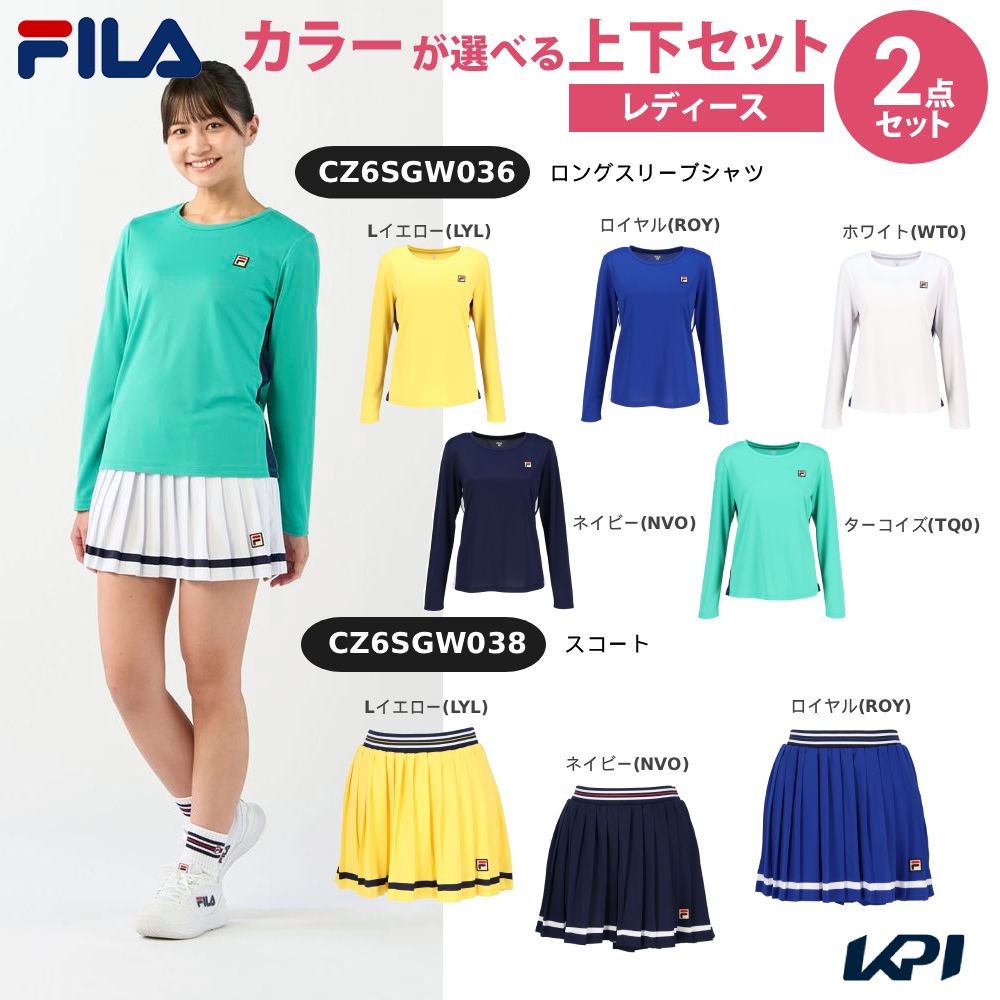 「上下セット」フィラ FILA テニスウェア レディース ロングスリーブシャツ×スコート CZ6SGW036-CZ6SGW038-1 2026SS