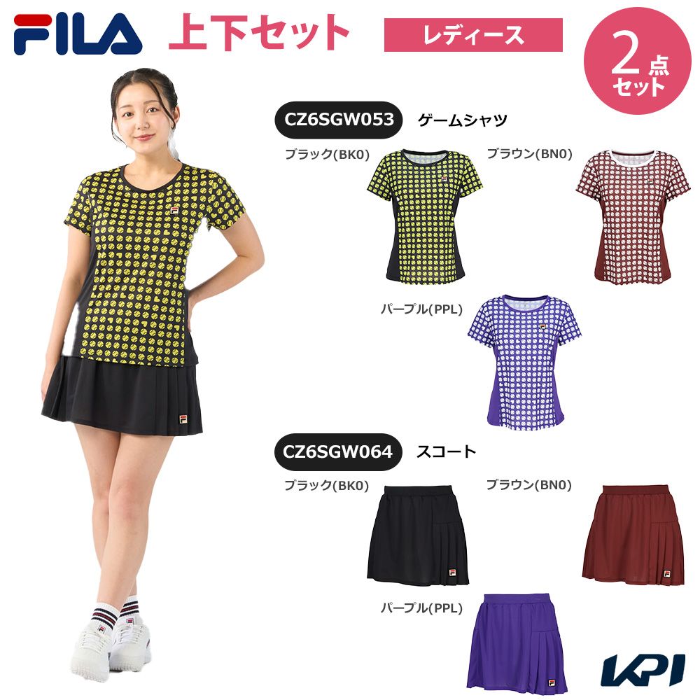 「上下セット」フィラ FILA テニスウェア レディース ゲームシャツ×スコート CZ6SGW053-CZ6SGW064 2026SS 「タオル特典対象」
