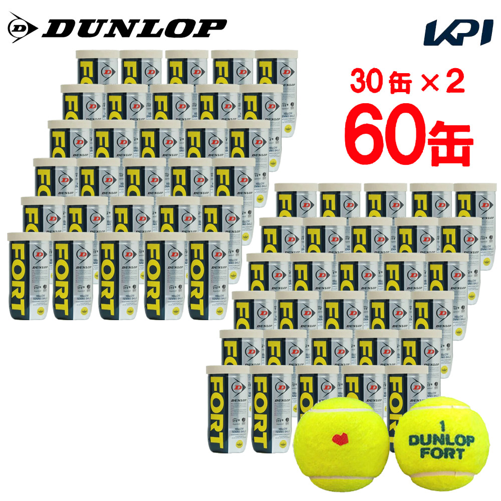 「部活応援キャンペーン10袋」 「2箱セット」DUNLOP ダンロップ 「FORT フォート [2個入] 2箱セット 1箱30缶×2=120球 」テニスボール