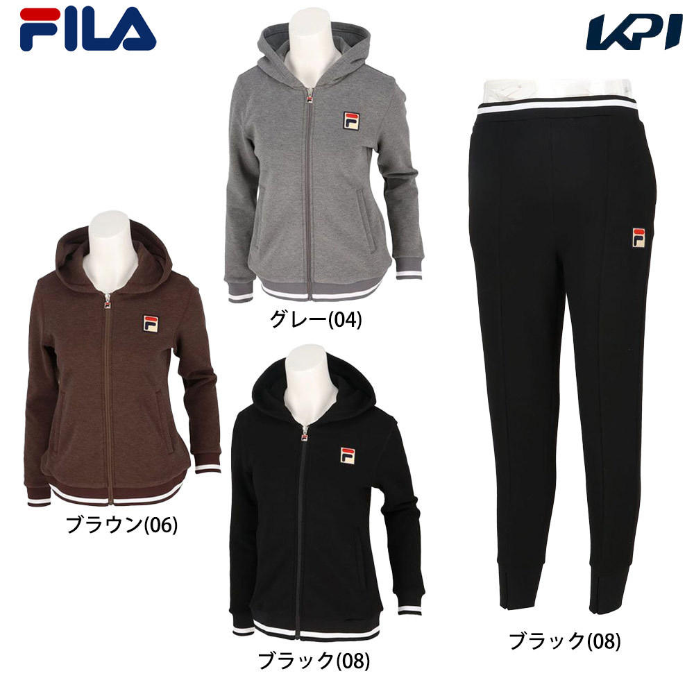 フィラ FILA テニスウェア レディース   「上下セット」パーカーVL2955＋パンツ VL2958 ブラック VL2955-VL2958-08 2024FW