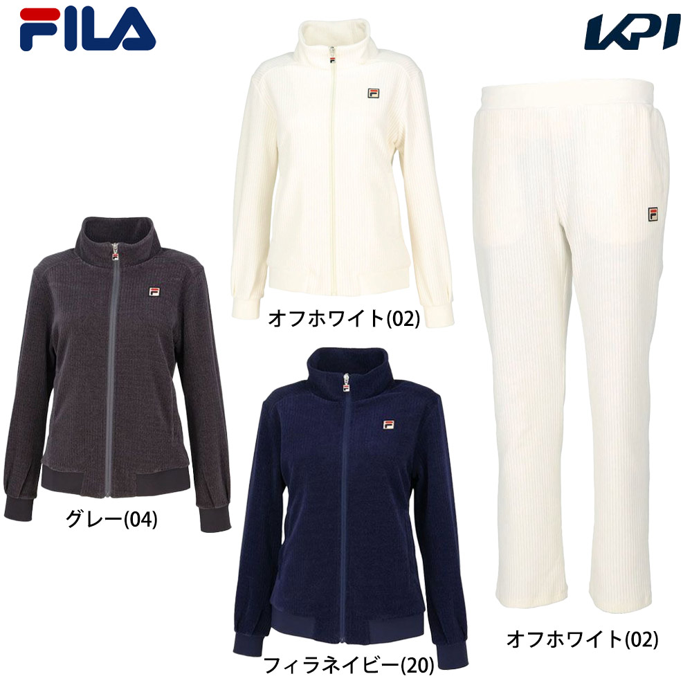 フィラ FILA テニスウェア レディース   「上下セット」ジャケットVL2972＋パンツ VL2975 オフホワイト VL2972-VL2975-02 2024FW