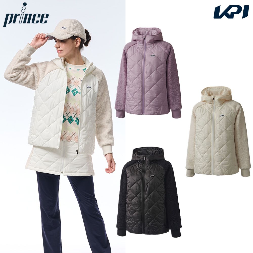 プリンス Prince テニスウェア レディース   ハイブリッドジャケット 中綿 袖ボア WF5850 2025FW