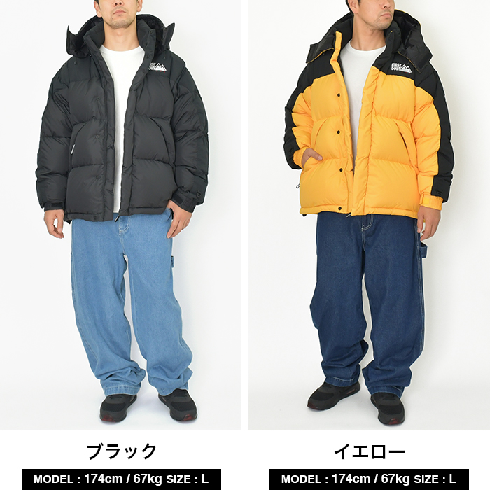 【セール】ファーストダウン ダウン ジャケット メンズ レディース FIRST DOWN BUGGY DOWN JKT MICROFT 大きいサイズ  ロゴ フード ブランド 軽量 撥水 防寒