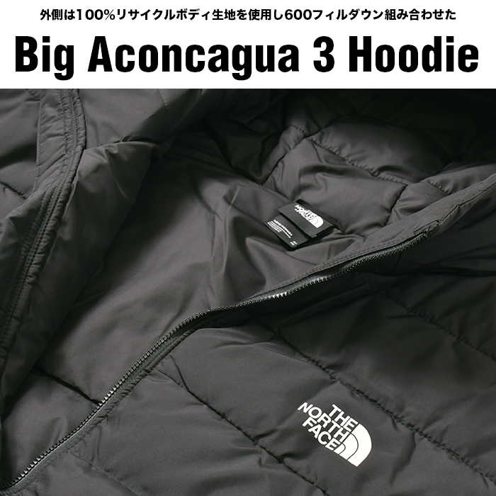 ノースフェイス ダウン ジャケット メンズ 大きいサイズ THE NORTH FACE Big Aconcagua3 Hoodie USAモデル  ビッグサイズ ブラック 黒 3XL 4XL 5XL