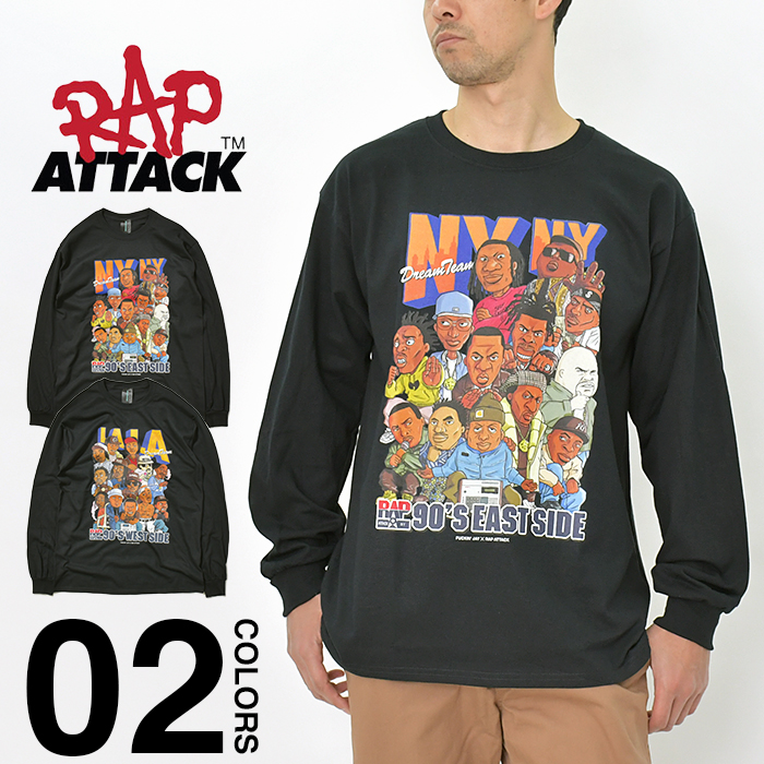 ラップアタック Tシャツ ロンT RAP ATTACK L/S Tee NY LA メンズ レディース 長袖Tシャツ ラップTシャツ ヒップホップ  HIPHOP ラッパー 90年代