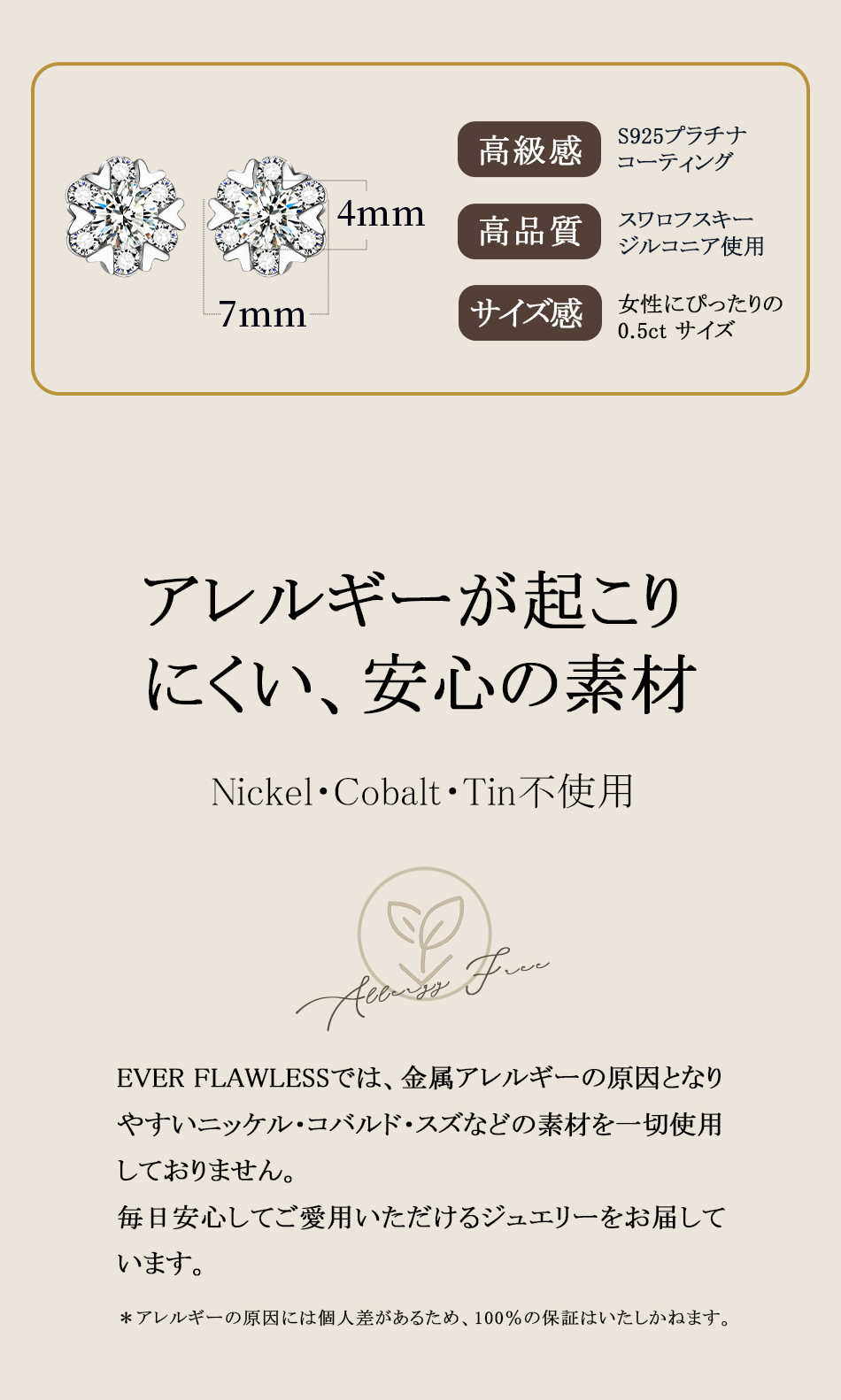 スワロフスキージルコニア ピアス 説明画像6