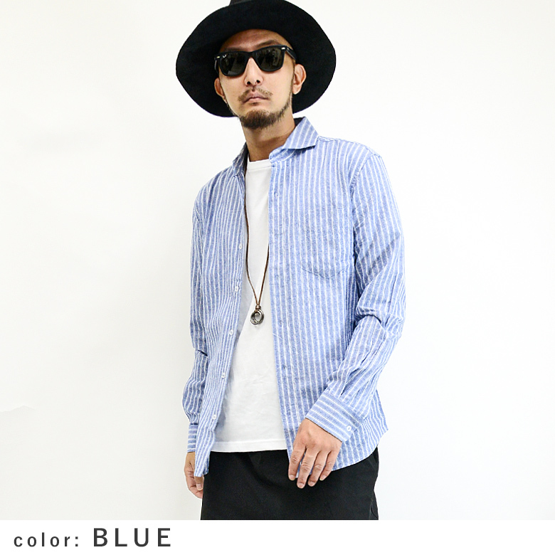リネン100% ストライプシャツ - ブルー | ZARA Japan / 日本
