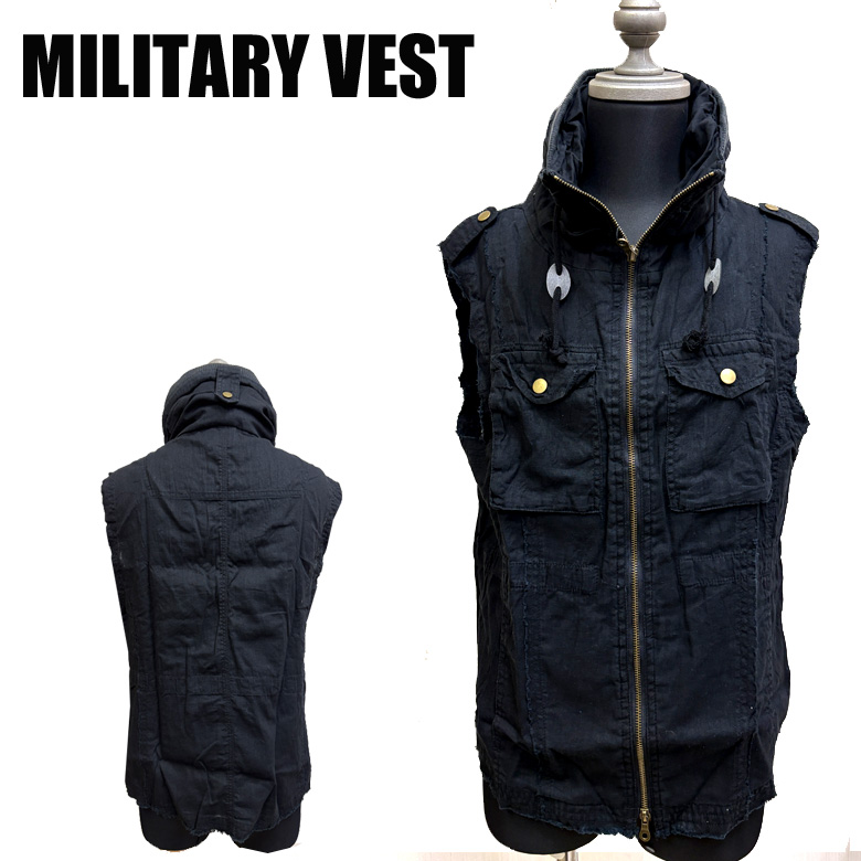 【未開封】Vaundy ベスト Mサイズ 閉店セール】ミリタリーベスト ジレ メンズ きれいめ ボリュームネック