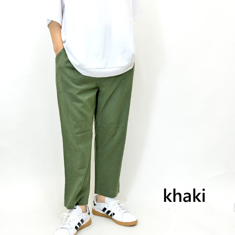 閉店セール】綿麻 アンクルパンツ ワイドパンツ 大人 ビッグシルエット