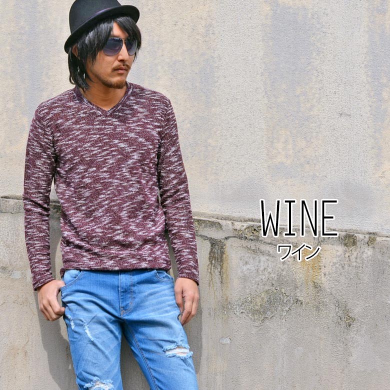 LAGUSTホワイト Vネック 長袖Tシャツ ラインストーン 平成 お兄系 V系 wjk】basic V-neck L-S V-ネックカットソー(7879 js01e