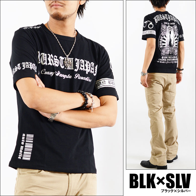 【新品】　FUBU Tシャツ ブラック　大判プリント　ゴールド　黒　銀　ロゴ Tシャツ メンズ 箔プリント半袖Tシャツ BURST JAPAN 黒