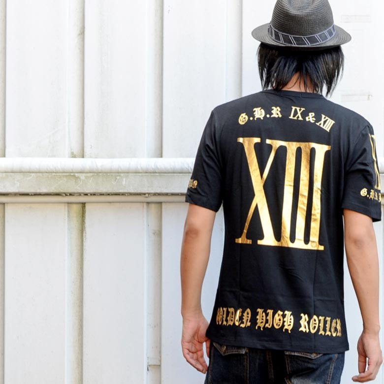 Tシャツ メンズ バックサーティーンプリント半袖Tシャツ 黒