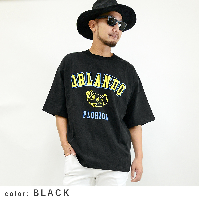 カレッジプリント半袖ビッグTシャツ メンズ ビッグシルエット ゆったり 丸首 ホワイト アイボリー ...