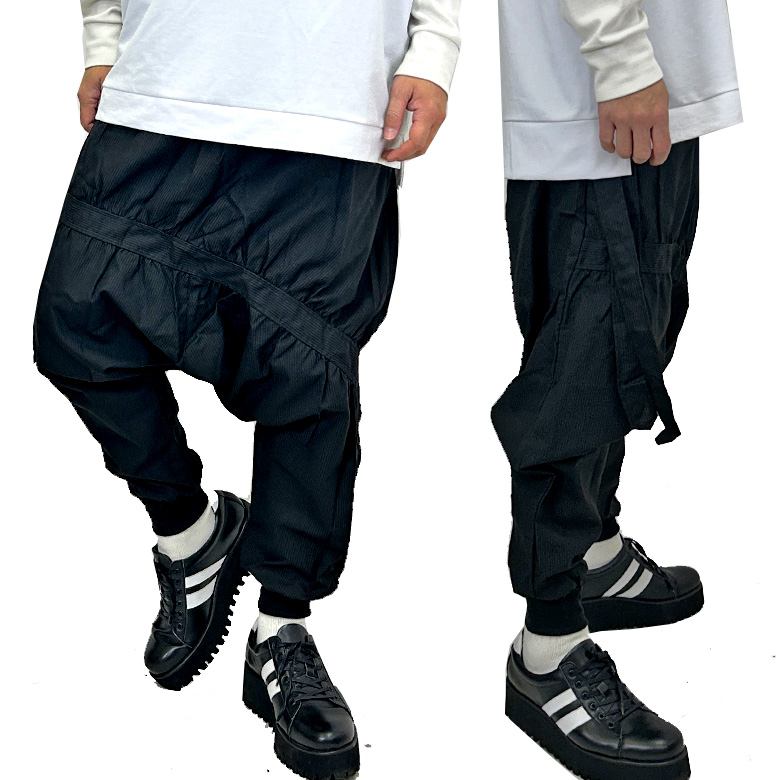 閉店セール】ストライプ バルーン サルエル ジョガーパンツ 超サルエル