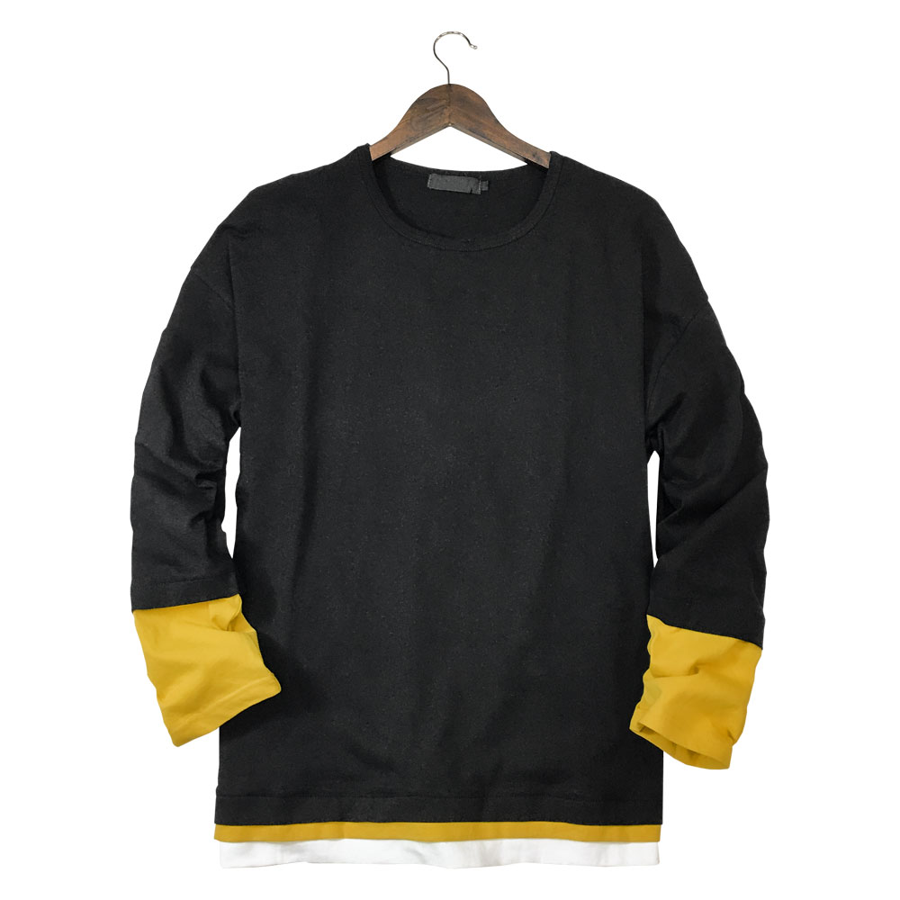 【ロズ】PRY レイヤードUネックTシャツ ブラウン サイズ1 Dark Angel シアー ロンT リブ レイヤード シースルー 袖クシュ