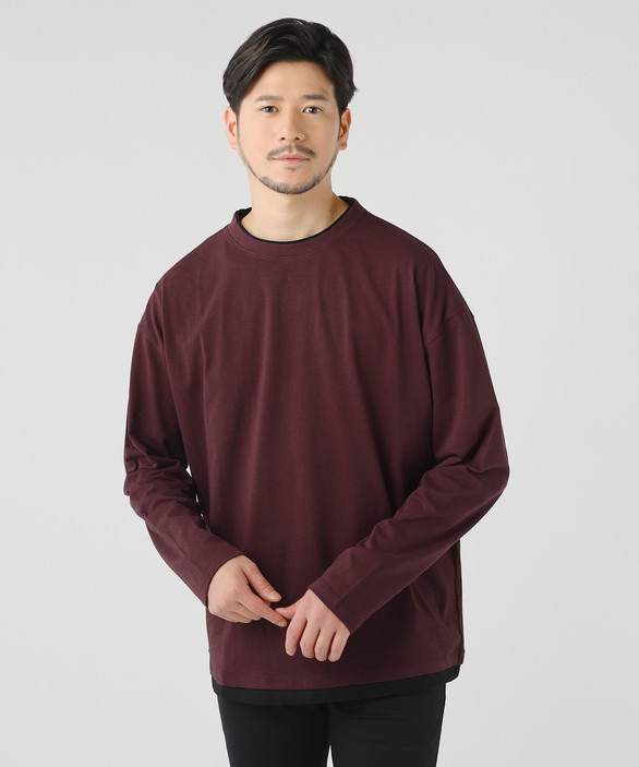 カットソー Tシャツ ロンT 長袖Tシャツ メンズ 秋 冬 フェイク