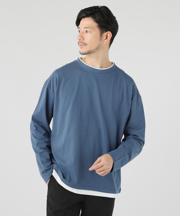 カットソー Tシャツ ロンT 長袖Tシャツ メンズ 秋 冬 フェイク