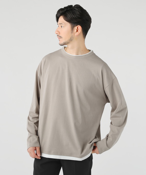 カットソー Tシャツ ロンT 長袖Tシャツ メンズ 秋 冬 フェイク