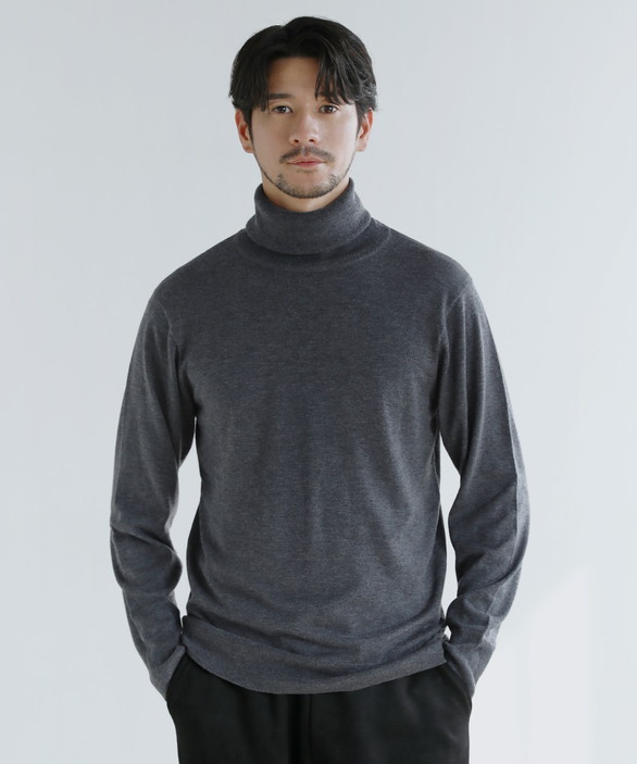 タートルネックニット メンズ 秋 冬 セーター 14G ハイゲージ シープ