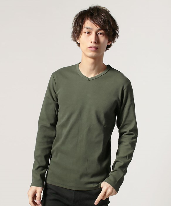 tシャツ 肉厚 厚手 メンズ ブランド トップス 春服 春 秋 冬 テレコ リブ Vネック クルーネック ヘンリーネック｜spu｜04