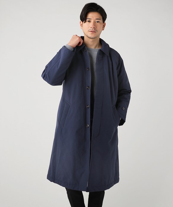 ステンカラーコート ロングコート アウター メンズ 60/40クロス サーモライト 中綿 オーバーサイズ 秋 冬 秋服 冬服 AUD7065