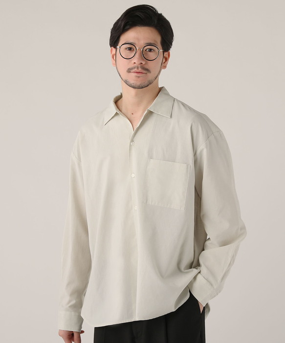 シャツ レギュラーシャツ 長袖シャツ メンズ 春 夏 ALLOWED TO UNFOLD テックリネン ワイドシャツ ビッグシルエット｜spu｜02