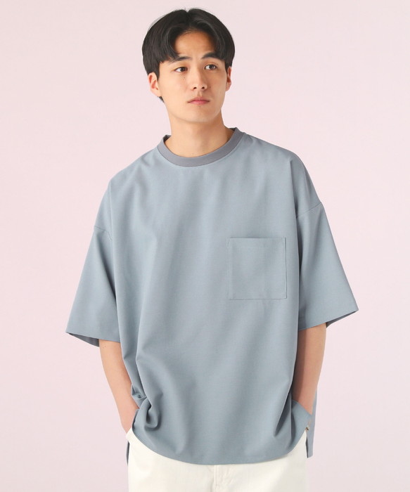 Tシャツ・カットソー NAMACHEKO TOP (NS253200N12195005 SKYBLUE) 小さいサイズ カットジョーゼットロゴプリント長袖Tシャツ 低