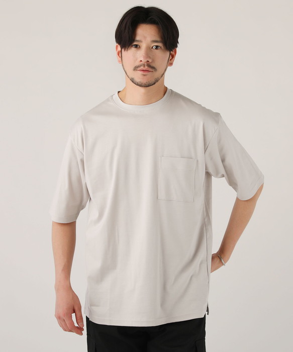 カットソー Tシャツ メンズ 夏 日本製 クルーネック 半袖 5分袖 綿100 UVカット 接触冷感 アイボリー カーキ ブラック M L｜spu｜03