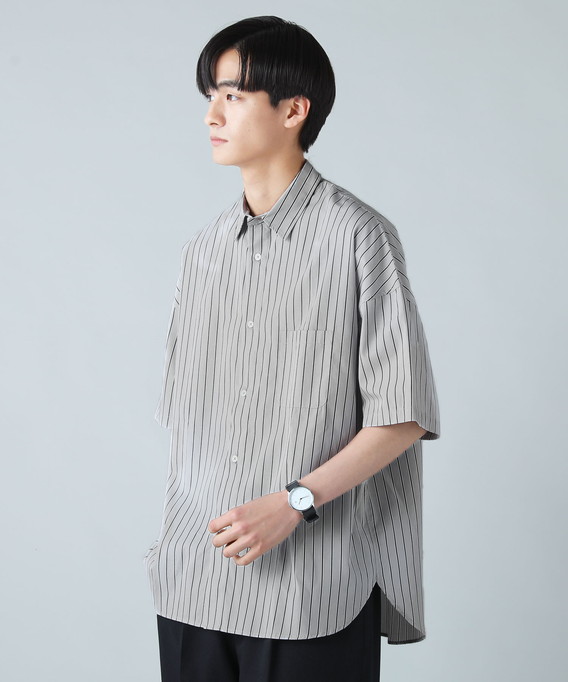 メンズ 半袖シャツ 肩落ち ドロップショルダー R00594 SLICK シャツ メンズ 半袖 5分袖 半袖シャツ 綿100 ドロップ