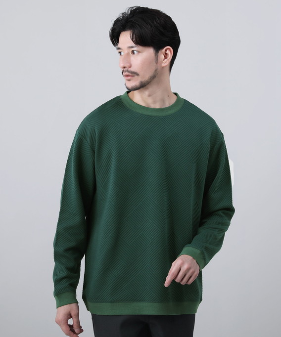 スウェット トレーナー メンズ ジャガード クルーネック プルオーバー