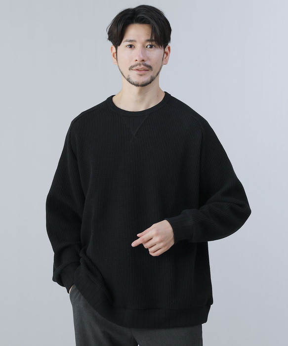 リップル洋品店　黒長袖セーター Audience（オーディエンス） ニットソー ニット メンズ 日本製 国産