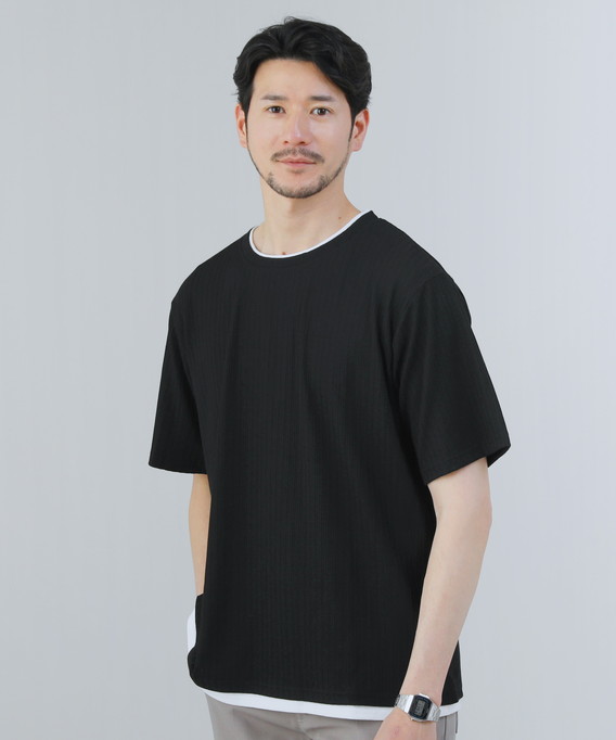 【オープニング 大放出セール】 メンズ Tシャツ カットソー 夏 半袖 フェイクレイヤード 服&ファッション小物