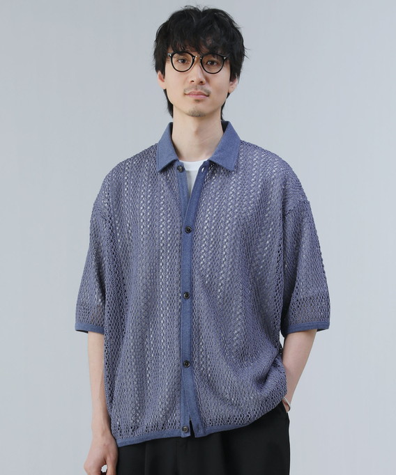 Audience カーディガン メンズ 夏 半袖 5分袖 ハーフスリーブ