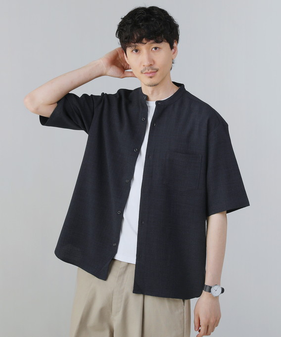 シャツ カジュアルシャツ バンドカラーシャツ メンズ 春 夏 オーバー